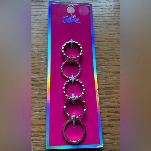 JUSTICE 5 PACK KIDS RINGS - Picture 1 of 4